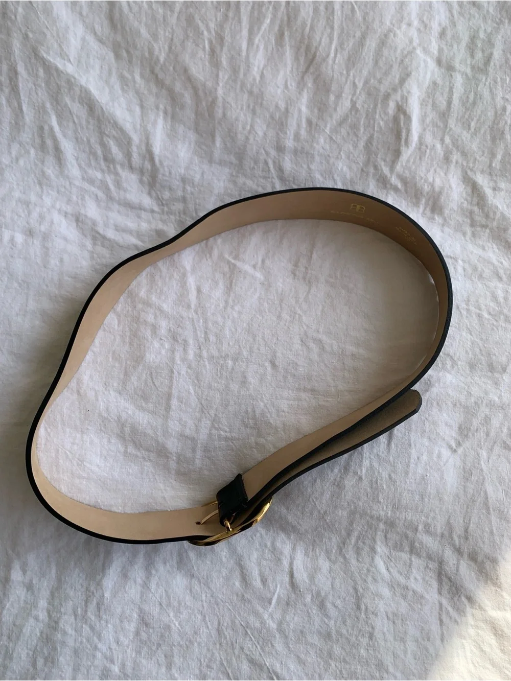 B-Low The Belt Kyra Leather Oval Buckle Belt Black Gold